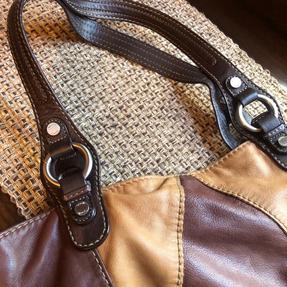 Tignanello Brown Patch Leather Shoulder Handbag - Picture 2 of 11